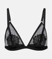 [Dolce & Gabbana] Dolce & Gabbana Lace-trimmed mesh bra top S black