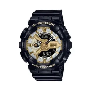 【CASIO 卡西歐】G-SHOCK 閃耀時尚 百搭黑金 雙顯系列 GMA-S110GB-1A