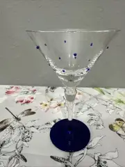 Martini Glass Cobalt Blue Dottie Cocktail Margarita Polka-Dot Appliqué Stemware