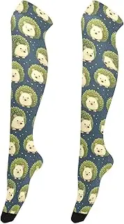 [FRODOTGV] Cute Green Hedgehogs Women Long Thigh High Socks Lightweight Long Stockings for Women Over Knee Thigh Socks, Cute Green Hedgehogs