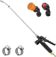 29 Inches Sprayer Wand,Adjustable Universal Sprayer Wand with 3/8" Brass Barb, Stainless Steel Replacement Sprayer Wand with Shut off Valve (3 Nozzles Sprayer Wand)