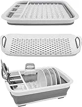 Roll up Dish Drying Rack Dish Rack Dish Drainer Over The Sink Dish Drainers for Kitchen Sink Counter Roll-up Drying Rack Foldable Dish Drying Rack 14.2'' x 12.4'' Grey White and Grey