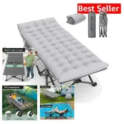 Folding Camping Cot 79" L with Mattress - Ideal for Travel & Guest Arrangements