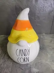 Rae Dunn Ceramic Halloween Candy Corn Hat Gnome 8" White New