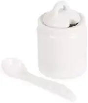 Resourceful Products White Porcelain Condiment Jar with Spoon
