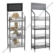 Retail Shelf 4 layers Supermarket Bread Drink Snack Toy Holder Display Pegboard