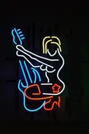 Girl Guitar 17"x14" Neon Sign Lamp Light With Dimmer Business Beer Glass Bar VY