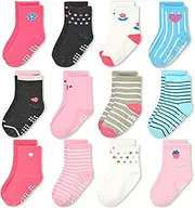 [GRPSKCOS] Stopper Socks Children 12 Pairs Non-Slip Socks Girls ABS Socks Non-Slip Socks for 1-7 Years Girls