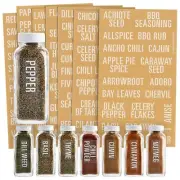 134 Talented Kitchen Spice Jar Labels, Preprinted Bold White Letters on Vinyl