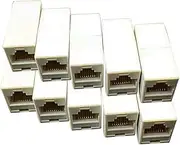 Ethernet Connector | Ethernet Extender Adapter Female to Female,10x Network Double Straight Head LAN Cable Joiner, Modular Plug for Solid Wire and Standard