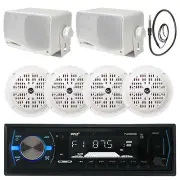 PLMRB29B Marine USB Bluetooth Boat Radio, Antenna, 4" Speakers, 3.5" Speakers
