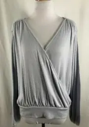 New Banana Republic Women Top Pale Blue V Neck Long Sleeves Rayon Blend XL
