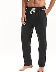 [Amy Coulee] Mens Cotton Yoga Pants Running Workout Lightweight Sweatpants Open Bottom Lounge Pants with Pockets