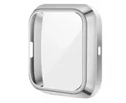 TPU Shell Case Screen Protector Frame Cover Bumper for Fitbit Versa 2 Watch TPU Protect Protective Durable Housing-Silver