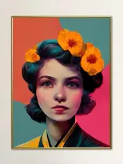 Portrait of Emma by Sour Candy, Giclee Print on Canvas Framed Modern Art