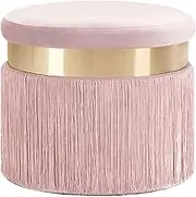 Generic Footstool,Sofa Stool Tassel Shoe Bench Stainless Steel Simple Living Room Ottomans Coffee Table Ottomans Decorative Storage Footstool/Pink/40 * 40 * 44Cm