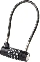 4 Digit Combination Padlock, 6.9 Inch Long Shackle Cable Lock with 4-Digit Resettable Combination, Waterproof Steel Padlock for Outdoor Fence, Gym, School Locker, Suitcase Bag, Bike Security