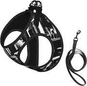 Barber Shop Monochrome Style print Dog Harness and Leash Set, Reflective Adjustable Puppy Vest for Small Medium Large Dogs, Cats