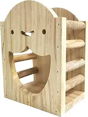 Wooden Hay Feeder - Ladder Design Natural Wooden Bunny Hay Holder Storage | Hay Manger Dispenser for Chinchilla Hamster Guinea Small