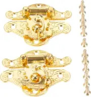 2Pcs 1.50"x1.93" Gold Vintage Box Latch Hasps for Jewelry Wooden Box Lock