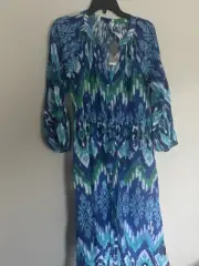 NWT $168 Tommy Bahama Cala Azur CoverUp Shirt Dress Vacation Summer Blue Small