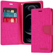 Goospery iPhone 14 Plus Canvas Fabric Flip Wallet Case Cover Apple [Magenta]