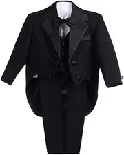 [Lito Angels] 5-Piece Suits & Jackets Set for Baby Boys, Gentleman Tuxedo Suit Wedding Festive Black/White/Ivory