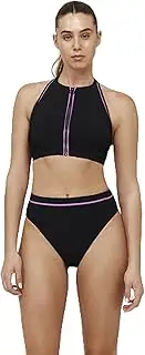 [Gottex] Women's Free Sport Duke High Neck Bikini Removable Soft Cups, Zipper, Front & Back Lining Swim