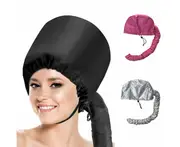 2Pcs Hair Drying Caps Hair Dry Accessories - Black+Silver