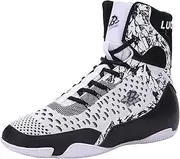 [PARARICA] Boxing Shoes for Men Women Female with High Top and Non-Slip Intricate Patterns Outsole, Wrestling and Cross-Training Shoes
