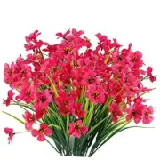12 Bundles Artificial Flowers Outdoor UV Resistant Fake 12Bundles Rose Red