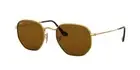 RAY BAN | NEW | HEXAGONAL MEDIUM | FLAT LENS | 3548N 001 - 57 | GOLD | BROWN