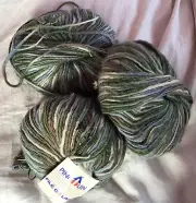 Pingouin Knitting Yarn, Multicolor (greens,browns) -- lot of 3 skeins