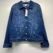 Chico's Women's Size 1-M Blue Washed Button Up Jacket