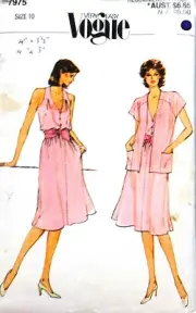 Vogue 7975 pattern 80s blouson dress & jacket uncut size 10 cutaway shoulder