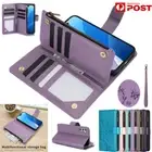 Zip Wallet Case Leather Flip Cover For Samsung S24 S23 S22 S21 S20 FE Ultra Plus