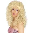 Women's Blonde Boogie Babe Long Curly Wig 80's Retro Party Costume Accessory