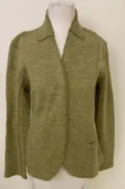 NWT Eileen Fisher Moss Green 100% Merino Wool Blazer Jacket Snap Front Sz M $298