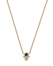 Bloomingdale's Fine Collection Sapphire & Diamond Hamsa Hand Pendant Necklace in 14K Yellow Gold, 18