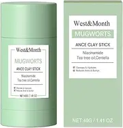 Mugworts Acne Clay Stick Remove Blackheads Stick with Niacinamide and Centella for Pore Cleansing Brightening and Oil Control Skincare for Oily and Acne-Prone Skin