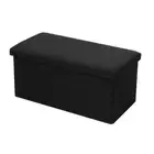 Box Sweden Black Ottoman Storage Cube 76x36cm Faux Linen Stool/Home Organiser