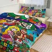 Bed Sheets g190 Mario Print Bedding Set Pattern Duvet Cove Set 3 Pieces 1 Quilt Cover And 2 Pillowcases for Women Men Teens tq190 Bed Sheets