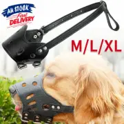 Cover Chewing Leather Muzzle Mouth Dog Pet Mask Adjustable Anti Barking Bit Stop