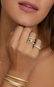 [Jamie Wolf] 18k Yellow Gold Green Tourmaline and Diamond Ring