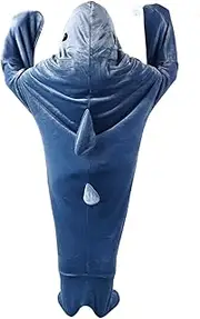 Shark Sleeping Bag, Soft Cozy Flannel Hoodie Wearable Shark Blanket with Shark Tail, Hooded Blanket for Boys Girls Cosplay Shark Costume Shark Gifts for Shark Lovers (M 6.7 X