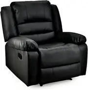 Fortia Luxury Recliner Lounge Chair, Single Faux Leather Armchair, for Home Theatre Cinema, Elderly, Black
