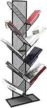 MegLob Iron Space-Saving Bookcase, Mesh Book Storage Shelving Unit with Metal Frames, Floor Standing Open Shelf Bookcase, Modern Compact Bookshelf Organizer, Utility Book Organizer Shelves,Black