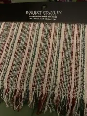 Robert Stanley Christmas 72X14n Striped Woven Burgundy And Green Table Runner