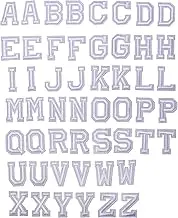 J.CARP 52pcs White Alphabet A to Z Patches, Iron on Sew on Letters for Clothing.