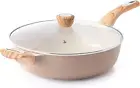 Ceramic Nonstick Frying Pan Skillet with Lid, 12 Inch Large Deep Frying Pan, 5 Q